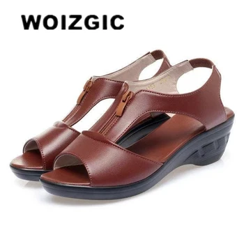 WOIZGIC 여성 샌들 플랫폼 신발, PU 가죽 미끄럼 방지 해변, 시원한 지퍼 크기, 35-41 PGP-1153, 여름