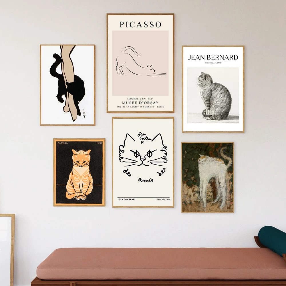 Tournee Du Chat Noir Print Cat Exhibition Poster Rene Gruau Art Black Cat Women'S Legs Canvas Painting Cat Lover Gift Home Decor