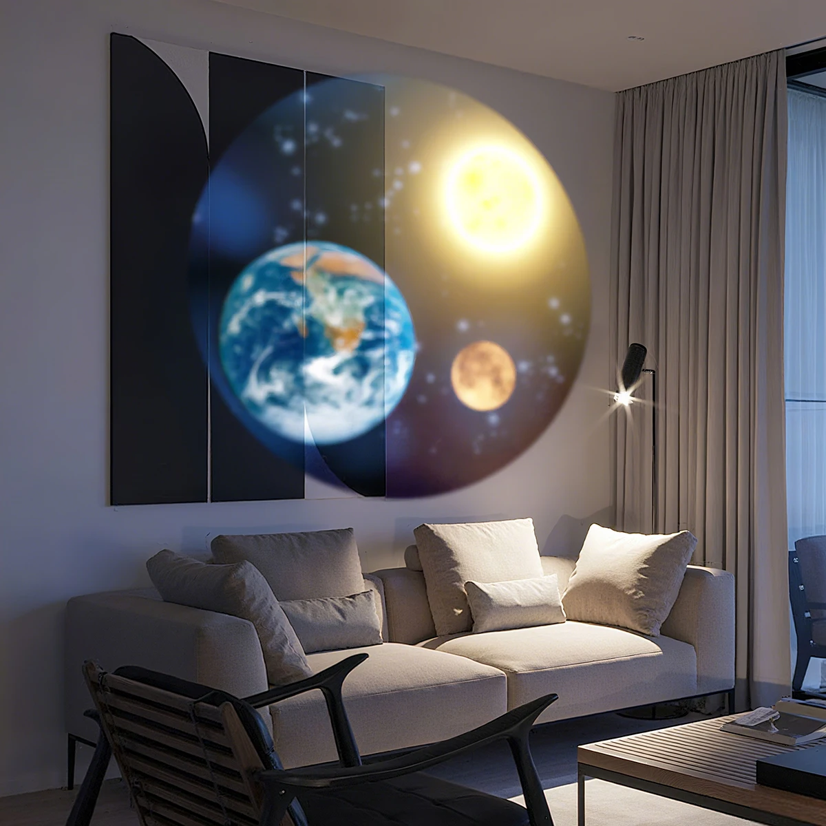 USB Creative Starry Sky Projection Lamp Replaceable Multifunctional Earth Constellation Jupiter Atmosphere Creates a Night Light