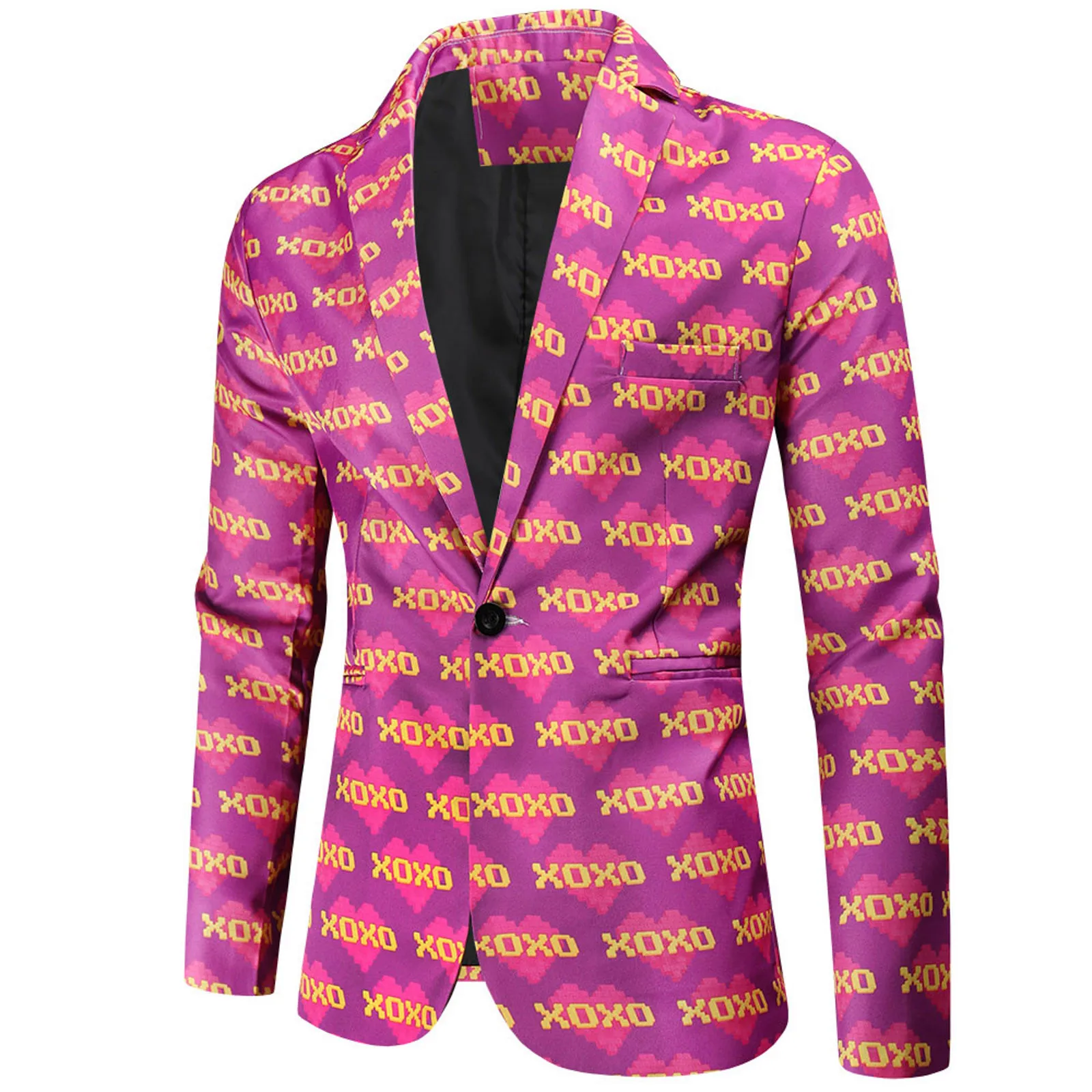 Pink Men's Fashion Coat Jackets Casual Buckle Lapels Printed Blazer Single-Breasted Suit Formal Slim Fit Luxury Male Suit
