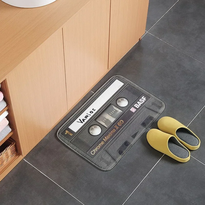 Retro Cassette Music Tape Floor Mat Multiple Choice Funny Entrance Door Mat Living Room Kitchen Non-Slip Carpet Bathroom Doormat