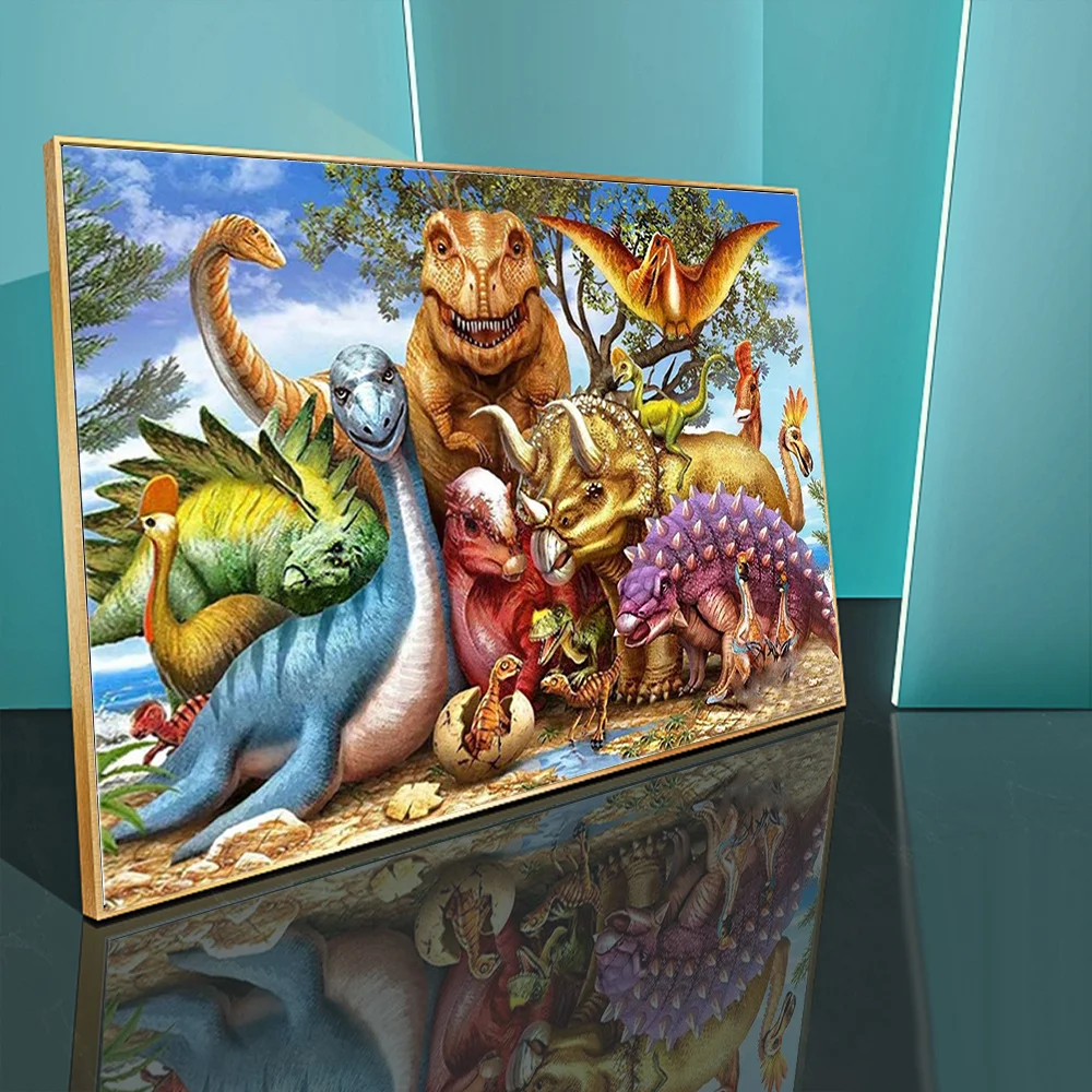 Dinosaurs 5D Diamond Painting Kits Full Square/Round Diamond Mosaic Animals  Rhinestone Embroidery DIY Home Decor