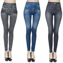

Fashion Women's Leggings Faux Denim Jeans Sexy Elastic Jeggings Soft Casual Thin Pencil Pants Stretch Well Fitness