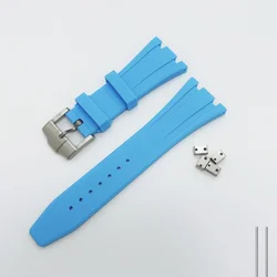 Blue Rubber Silicone Watch Band - Premium Strap Bracelet Accessories, No Logo - 26 or 27mm(Polished) (A - 4)