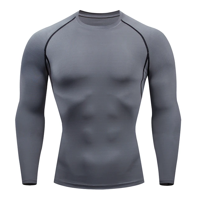 Camiseta de compresión para hombre, ropa deportiva de manga larga para correr, gimnasio, Fútbol - Imagen 2
