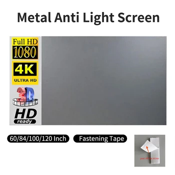 Schermo per proiettore portatile in metallo da 120 pollici Schermo per film anti-luce 16:9 3D 4K 1080P HD Schermo per proiezione pieghevole Facile da pulire