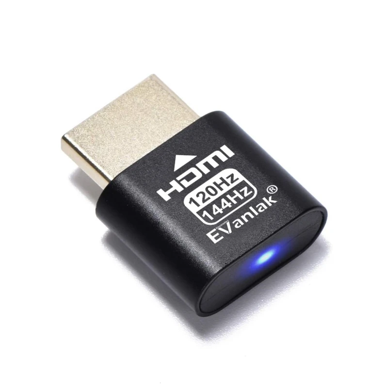 HDMI 더미 플러그 2K@120Hz/1080P@144Hz EDID 에뮬레이터 - 헤드리스 PC용 가상 디스플레이 어댑터, 플러그 앤 플레이, 윈도우/리눅스/맥