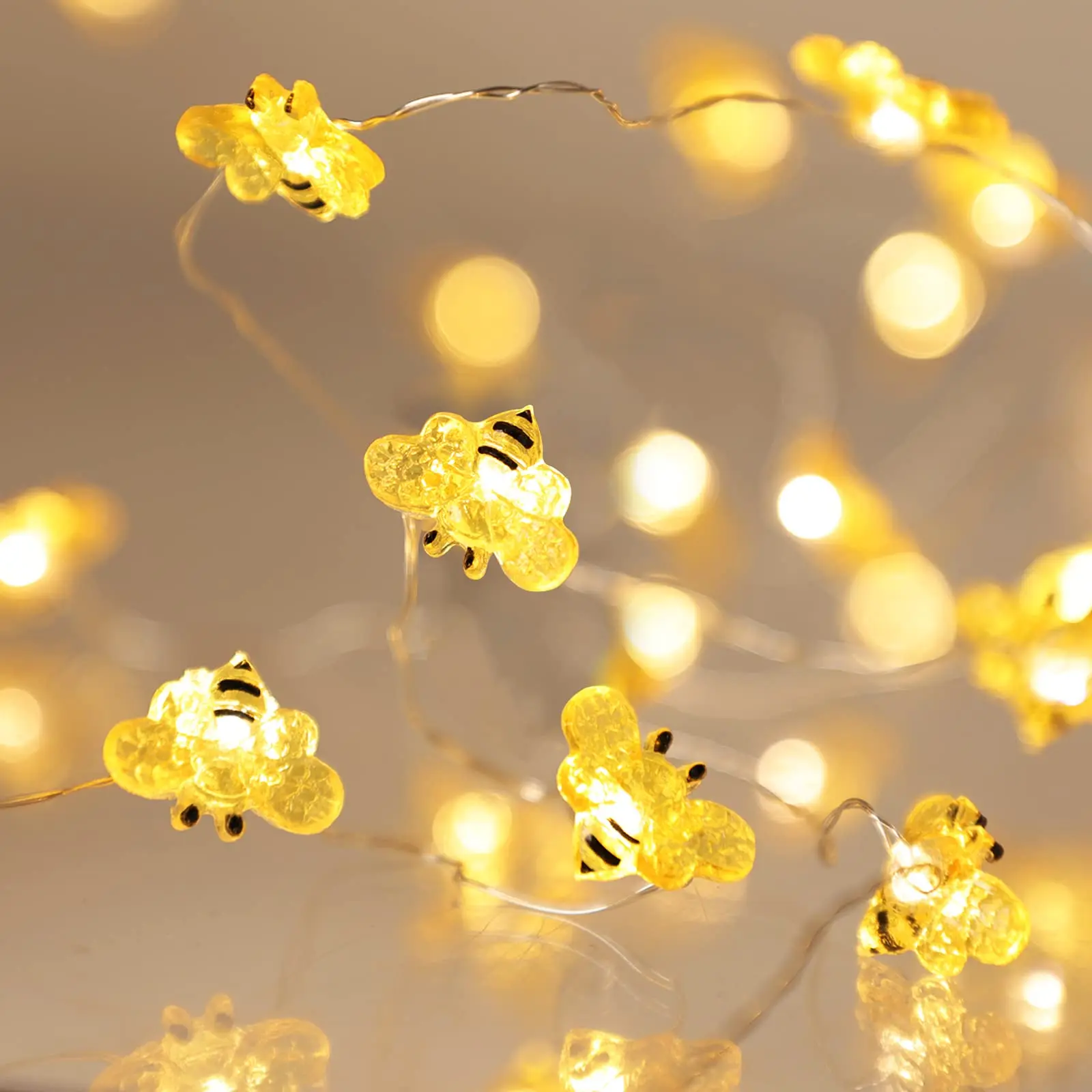 Bee Flower Battery Operated String Lights for Bedroom Plants Patios Party Wedding Xmas Decorative
