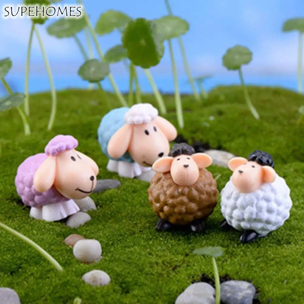 

4Pcs Big Ears Sheep Saudi Arabia Lamb Lamb Goat Animal Figurine Craft Mini Ornament DIY Home Decorations