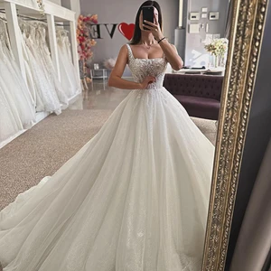 Eightree Elegant Princess Wedding Dresses 2024 Sleeveless Sequines Tulle Wedding Gowns Boho Beach Bridal Prom Dress Custom Size