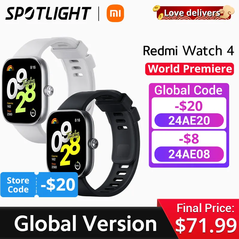 [World Premiere]Redmi Watch 4 Versione Globale Display Amoled Da 1,97 Pollici Fino A 20 Giorni Batteria 150 + Modalità Sport