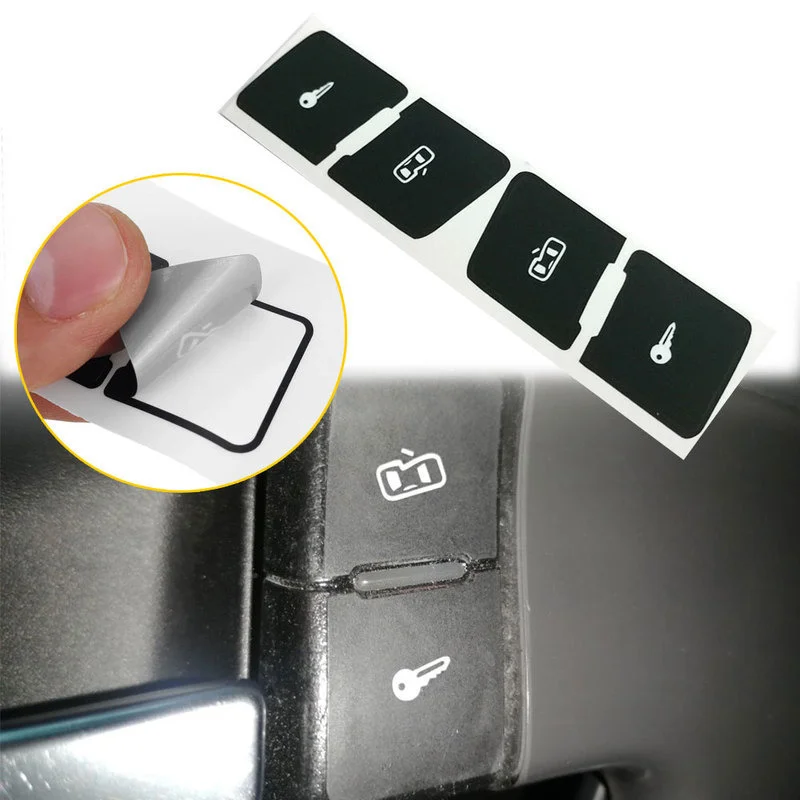 

Left+Right Car Interior Door Lock Switch Control Button Repair Stickers Matte Black Button Repair Decals Stickers for Audi A3L