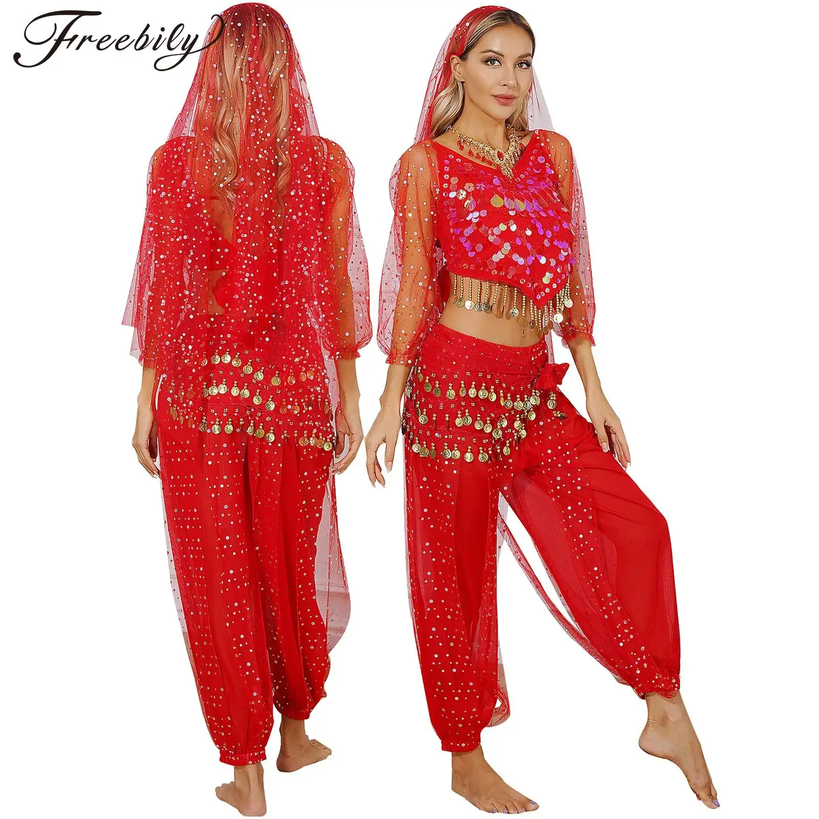 

Женский костюм для танцев на Хэллоуин, блестящий костюм из 5 предметов