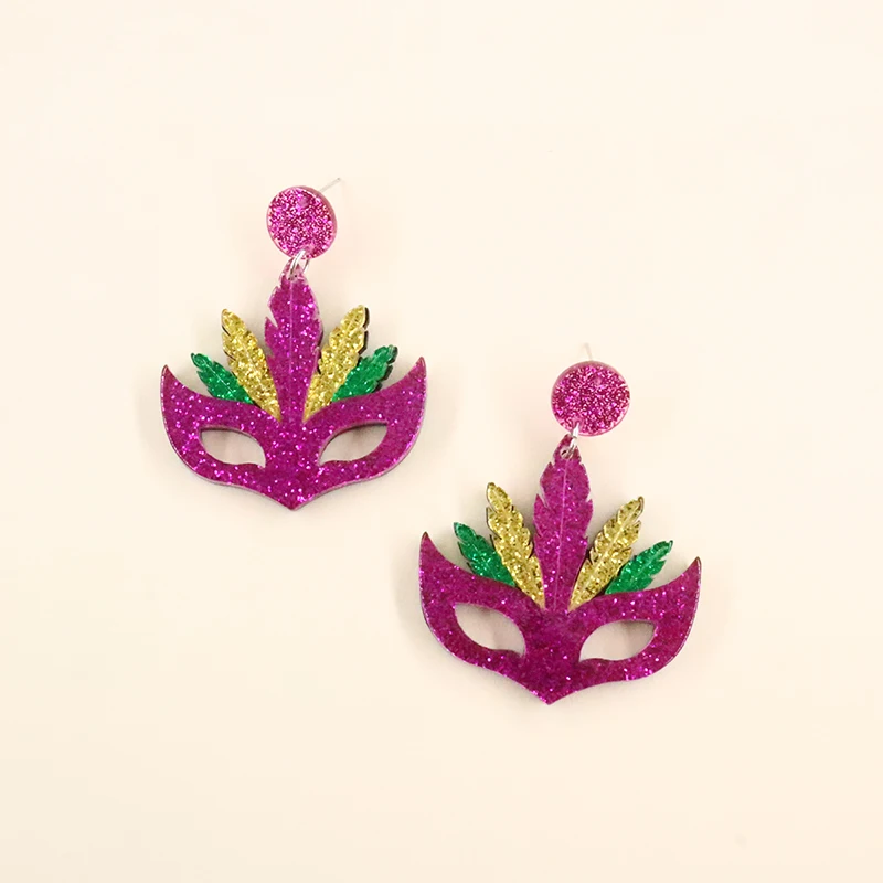 DonarseiCreativeMasqueradeMaskEarringsForWomenFashionGeometricDanglingEarringsY2k