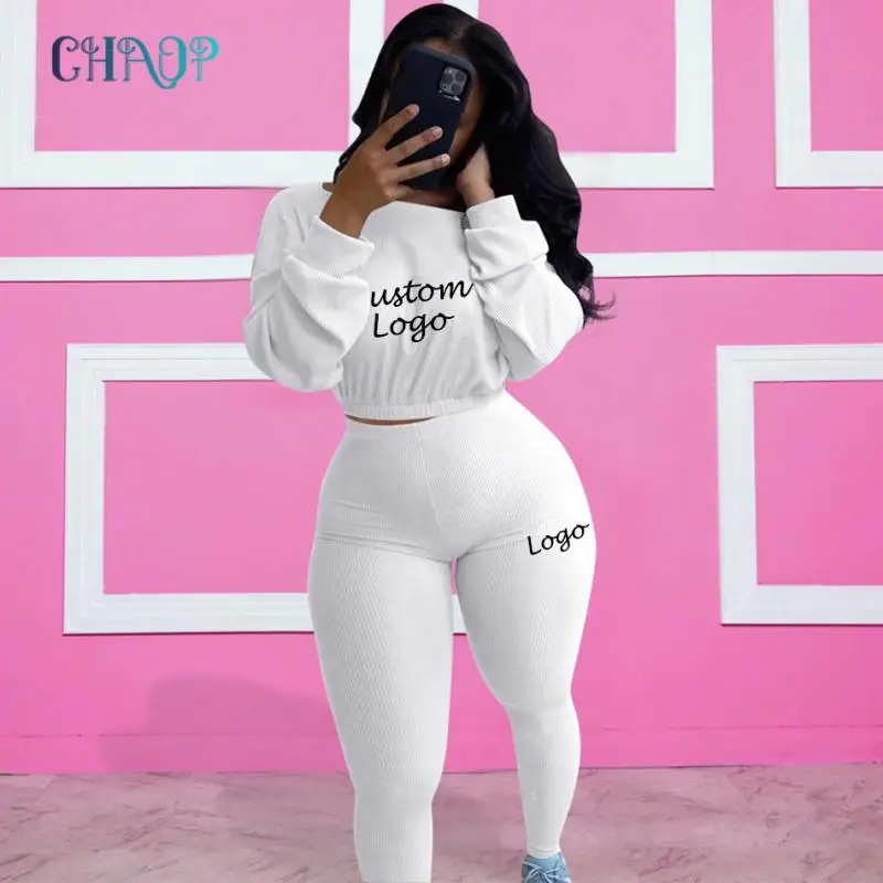 CHAOP Custom Logo Summer Plus Size Two Piece Set Women Fashion Casual  Tshirt and Trousers Suit Female Home Two Piece Suit Spring - AliExpress