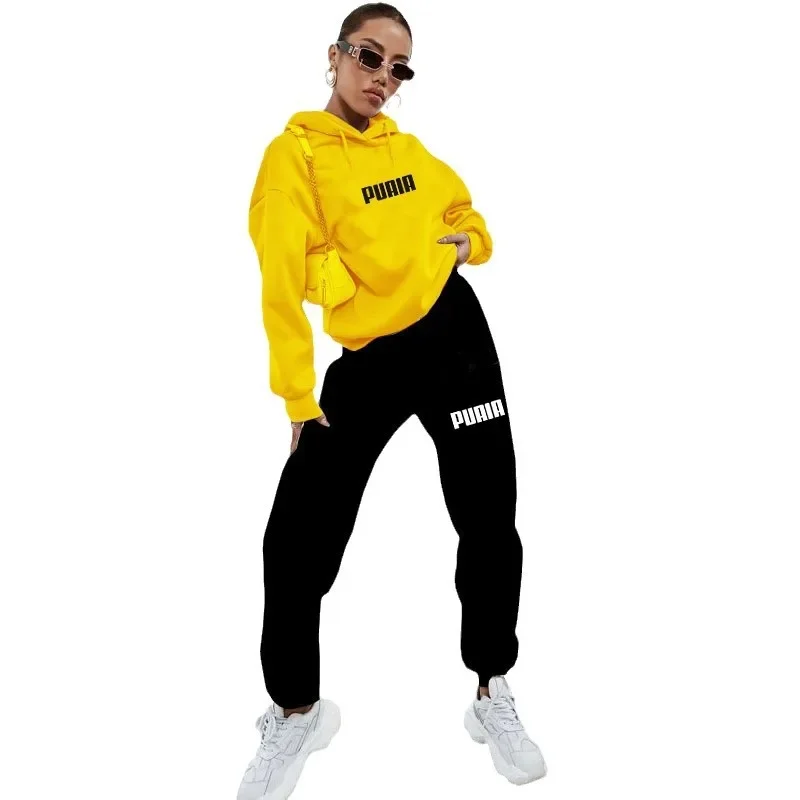 New spring and winter leisure sportswear set PUAIA printed men's and women's high-quality hoodie printed set 2