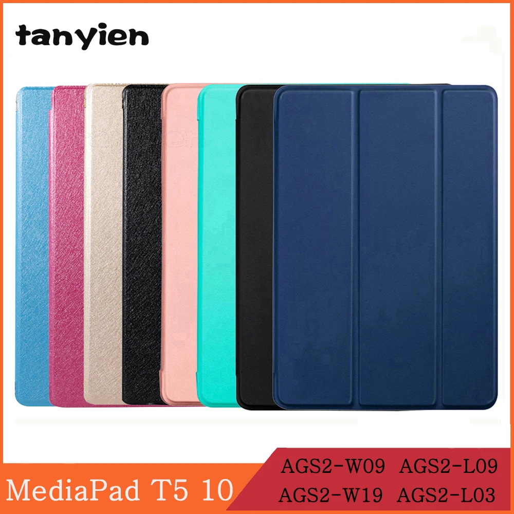 Tablet Case For Huawei MediaPad T5 10.1 2018 AGS2-W09 AGS2-L09 AGS2-L03  AGS2-W19 Trifold Leather Flip Cover + Tempered Glass - AliExpress