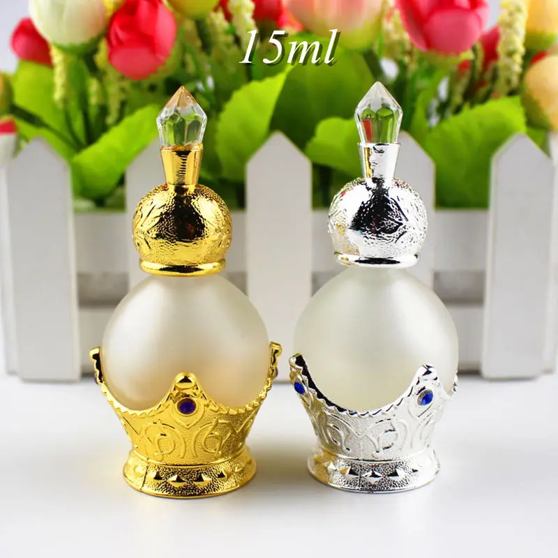 

1PC 15ml Vintage Alloy Metal Perfume Bottles Elegantly Essential Oils Bottle Frosting Craft Bottle with Glass Dropper