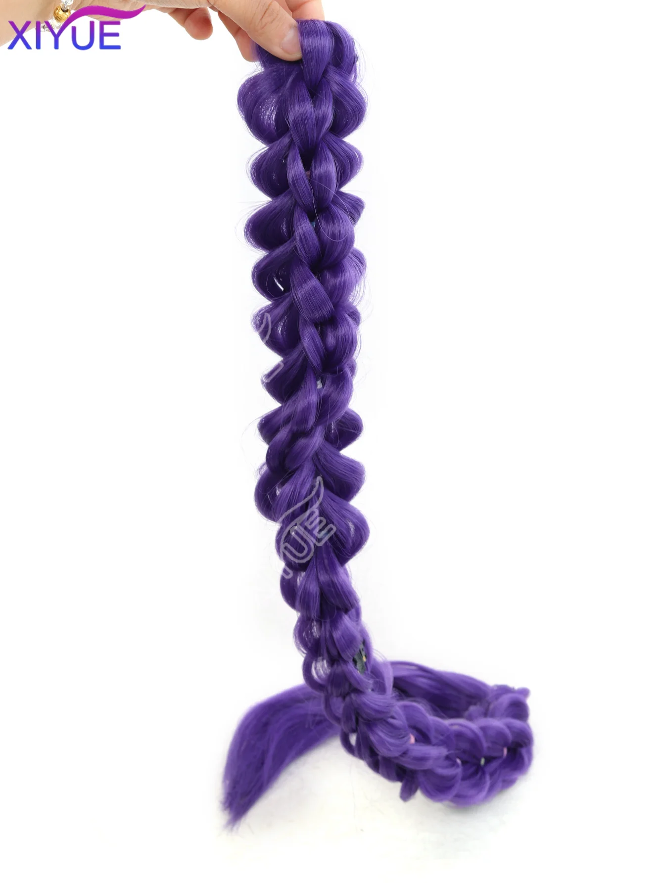 합성 직조 보라색 머리 포니테일, 여성용 코스프레 의상 헤어스타일, 할로윈 크리스마스 파티 스타일링