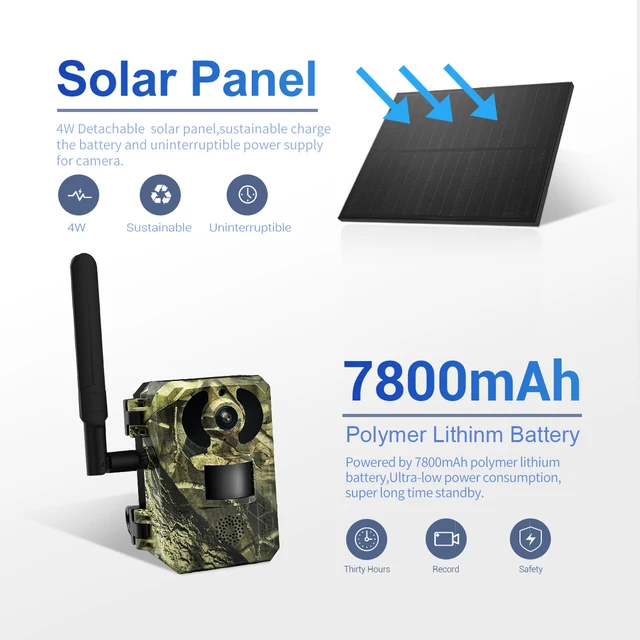 ESCAM QF380 4G Sim Card Solar Power Trial Camera For Hunting Wildlife Monitor Camping Camera 4