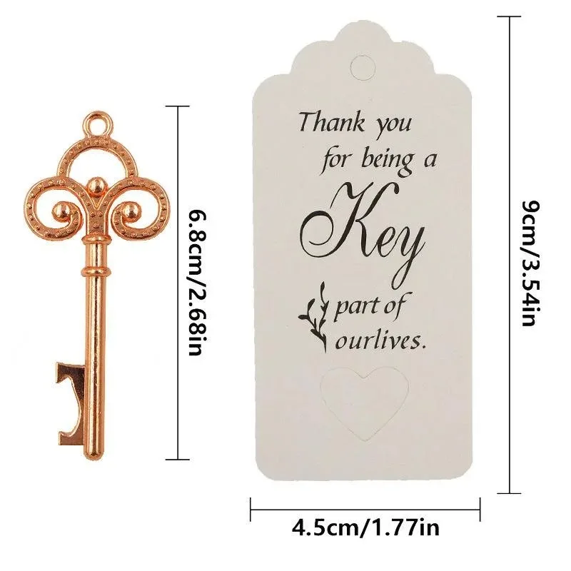 10pcs Metal Key Bottle Opener Retro Portable Beer Wine Bottle Open Tool Keychain Tags Card Wedding Souvenirs Party Gifts