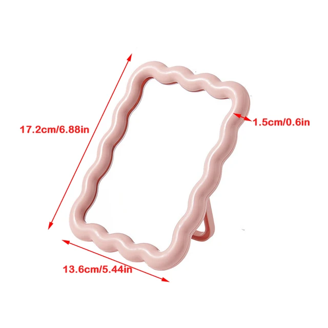 Miroir de maquillage de bureau ondulé pour étudiant, document solide, simple, portable, pliable, compact, mignon 6