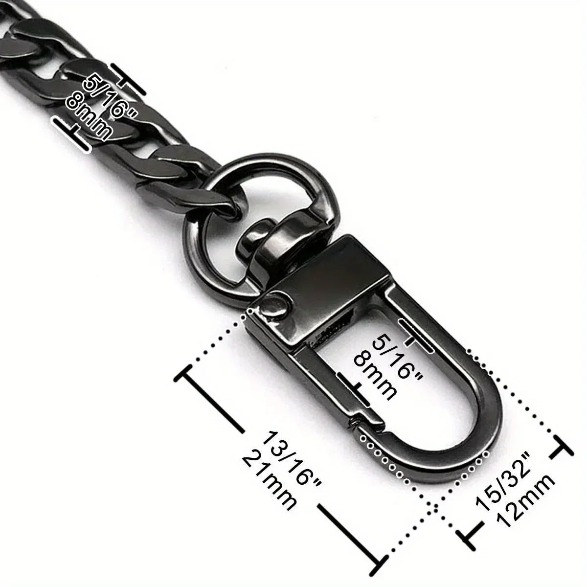 Purse Chain Strap Flat Chain Strap Handbag Chains with Metal Buckles for Wallet Satchel Tote Bags Shoulder Bag Replacement