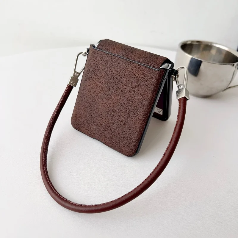 Luxury Shockproof Leather Phone Case with Side Buckle Lanyard