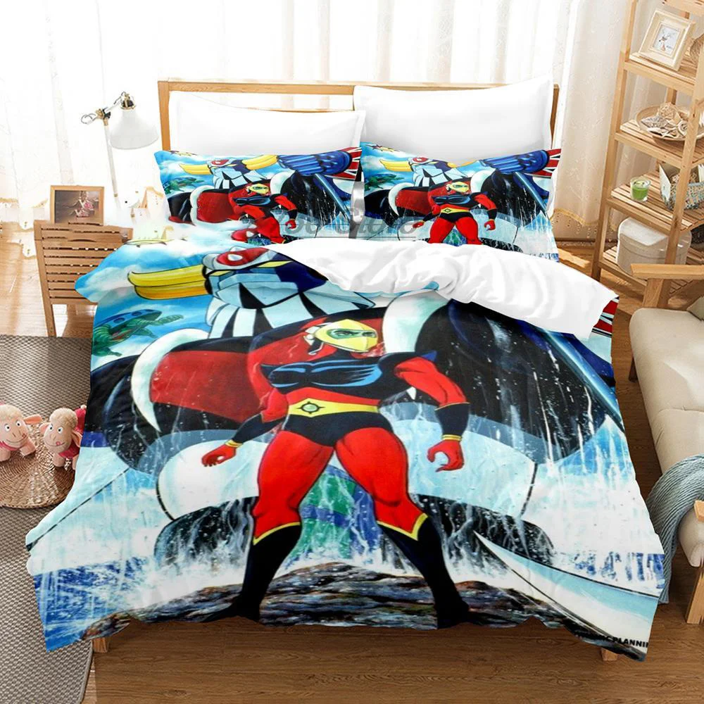 Goldorak Bedding Set 3D Printed Grendizer Duvet Cover 3Pcs Double Twin Full Queen King Adult Kids Bedclothes Quilt Cover