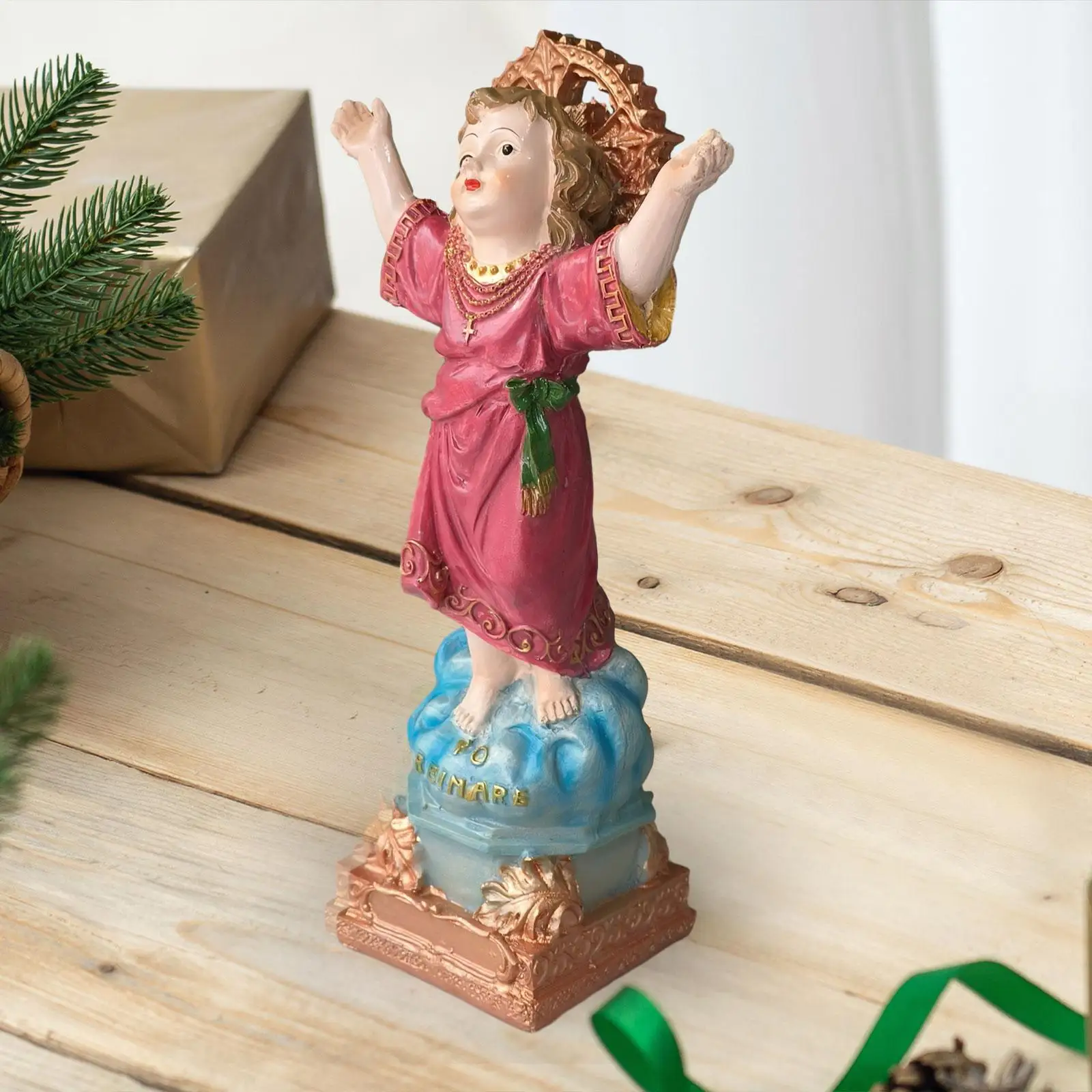 Divino Nino Estatua Jesus Figures Decorative Collections Painted Catholic Statue Cabinet Livingroom Church Home Fireplace