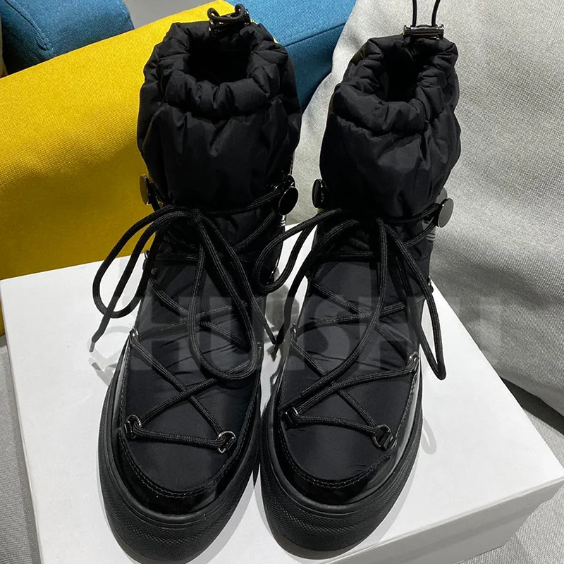 

Women Ankle Boots Winter New Down Upper Cross Tied Design Round Toe Mixed Colors Short Boots Comfortable Warmth Female Shoes