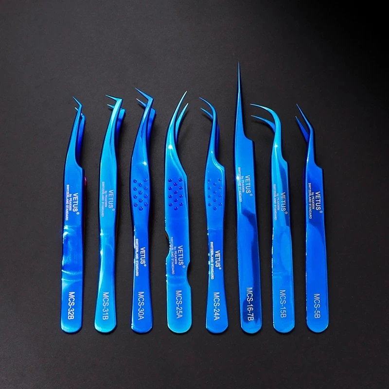 Vetus Original MCS Series Eyelashes Tweezers Ultra Fine Tip Improve for 3D 6D Lashes Extensions Eyelash Tweezers