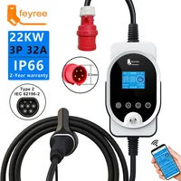feyree 22KW EV Portable Charger 32A 3Phase Type2 Cable EVSE Wallbox Wi-Fi APP Smart Mobile Charging Station for Electric Vehicle 2