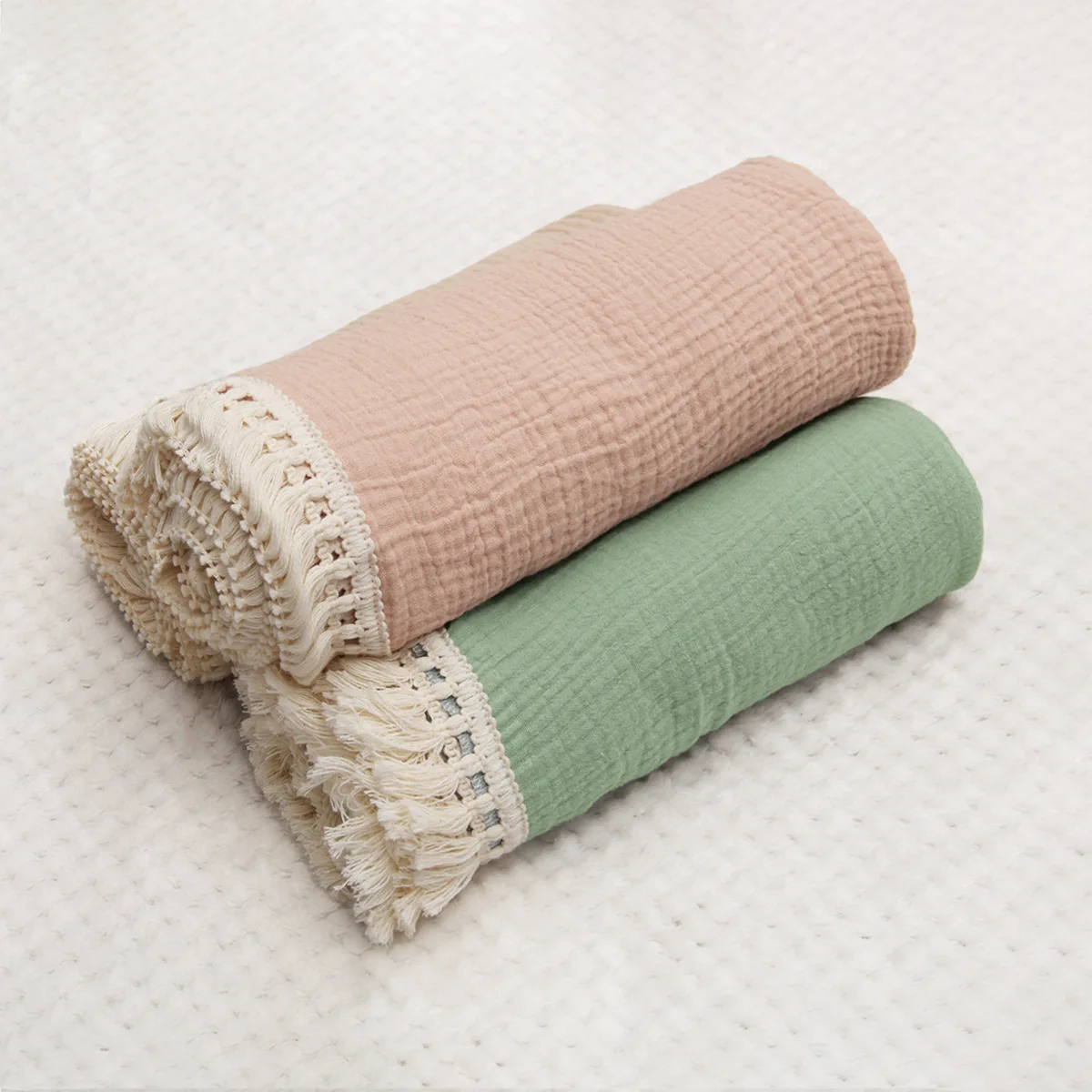 Newborn Blanket Infant Tassel Gauze Blanket Children's Gauze Wrap Bath Towel Blanket Baby Quilt 3