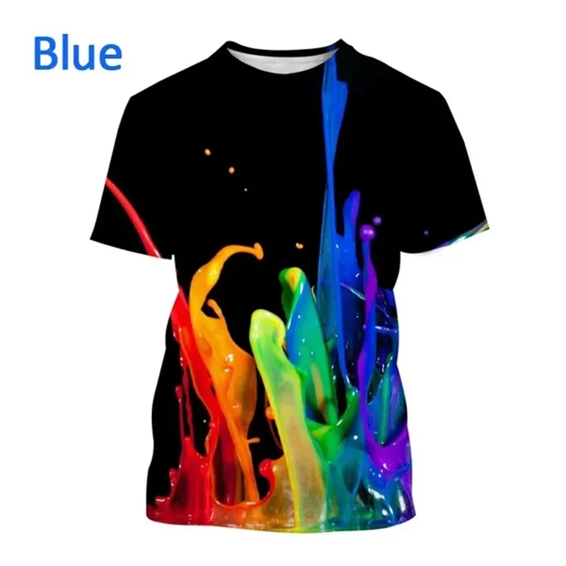 

3D Printing Splash Ink Graphic T-shirt For Men Summer Casual Personality Round Neck Short-sleeved Hip-hop Tee Tops Camisetas