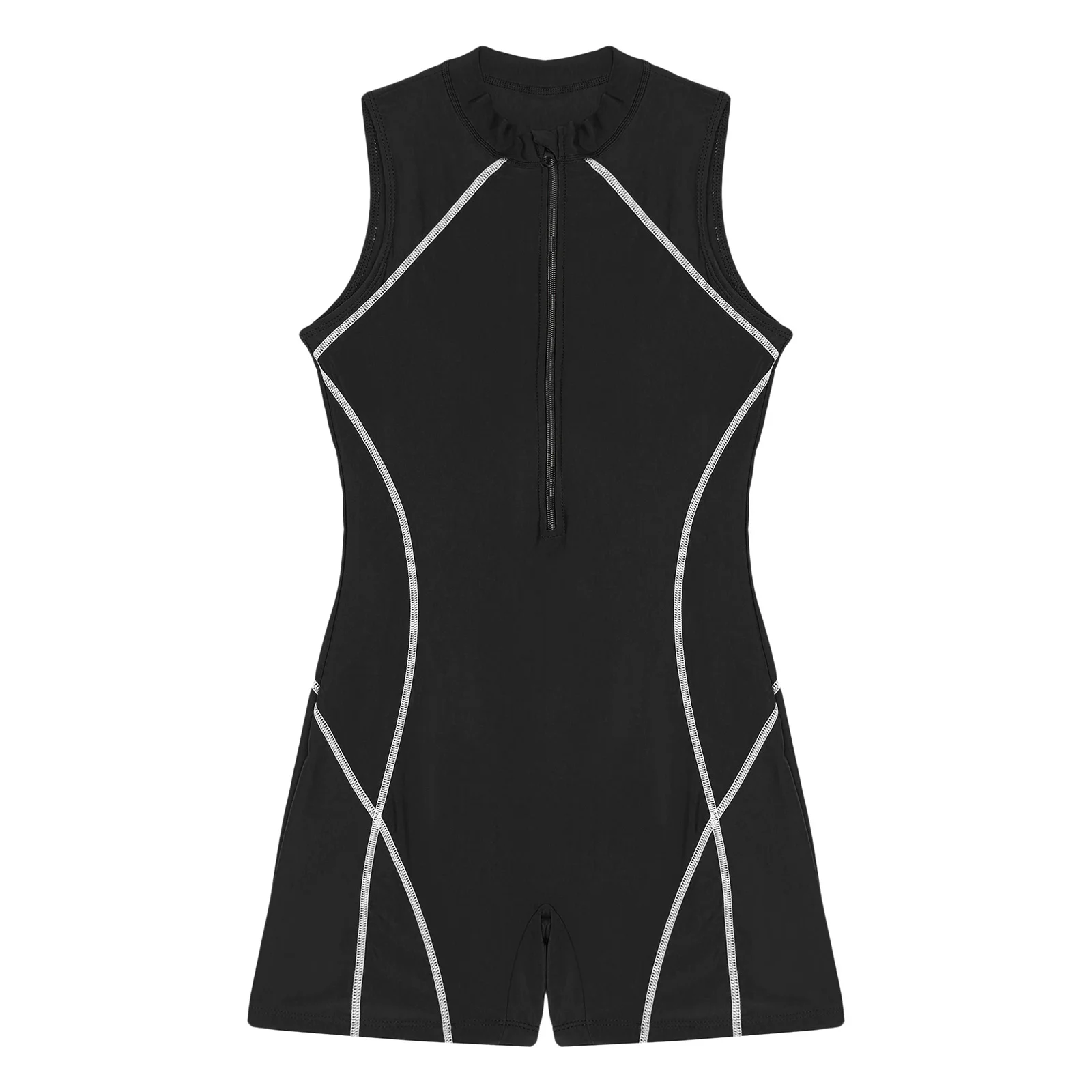 Frauen einteiliger sportlicher Badeanzug bis 50 Rash Guard ärmelloser Reiß verschluss Bodysuit Bade bekleidung Badeanzug Surfen Beach wear Neopren anzug – Detail 33