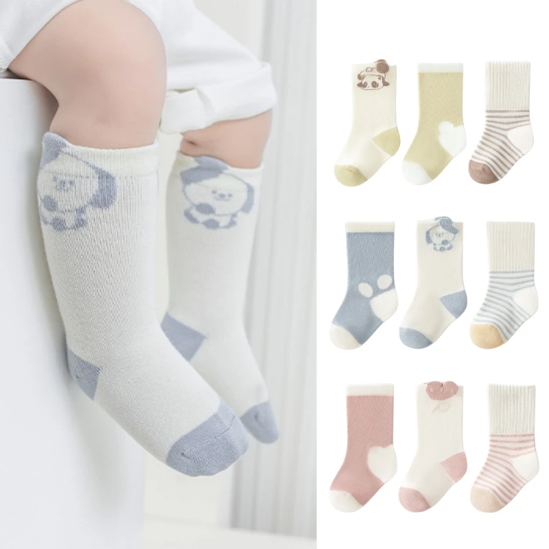 

Autumn Winter Socks Baby Boys Girls Middle Tube Stockings Infant Kids School Student Uniform Sock Children Mid Calf Long Socks