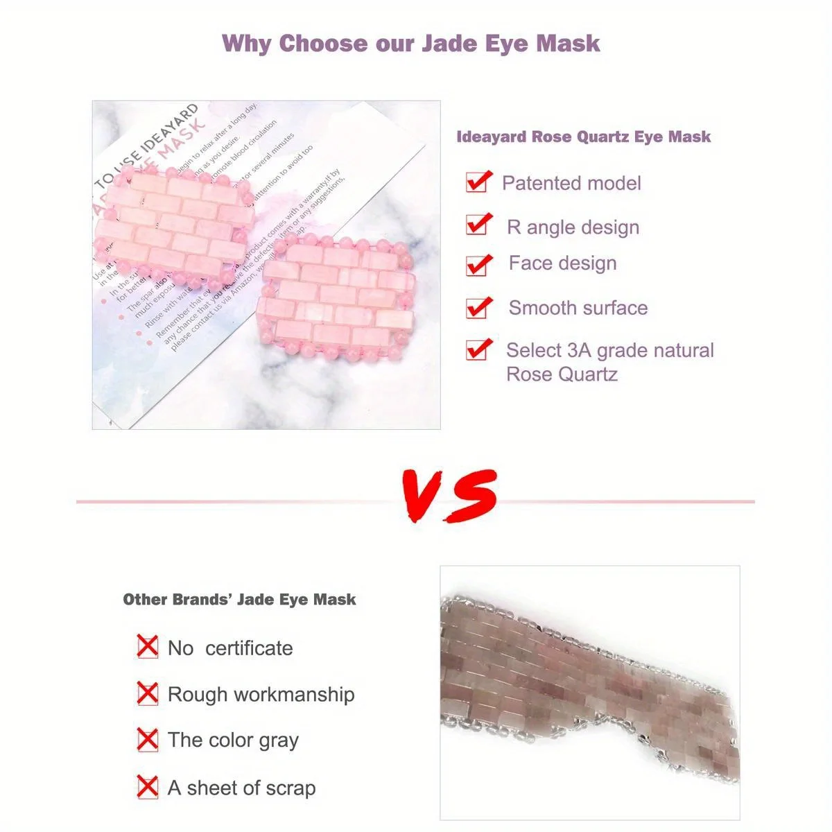 Rose Quartz Eye Mask Eye Mask Natural Quartz Mask for Eliminate Wrinkles Puffiness Face Massage Relax Eyes Relieve Migraine