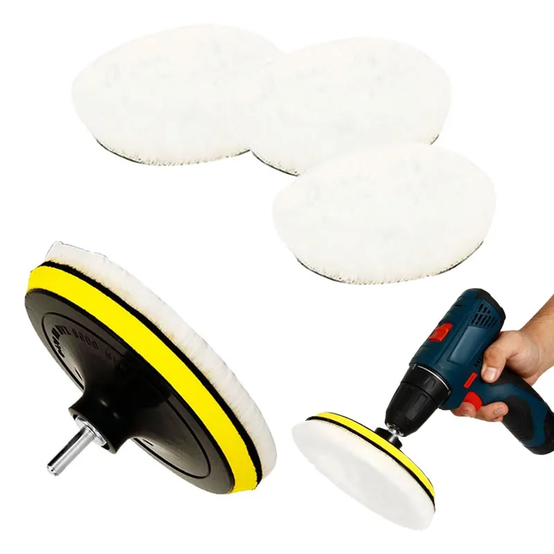 5Pcs 3 Inch Wool Polishing Disc Car Waxing Polishing Buffing Car Paint Care Polisher Pads Auto Washing Accessories Gadget