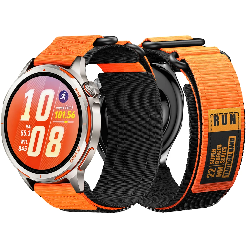 Premium 22mm Hook and Loop Nylon Sports Watch Band - Durable Replacement Strap