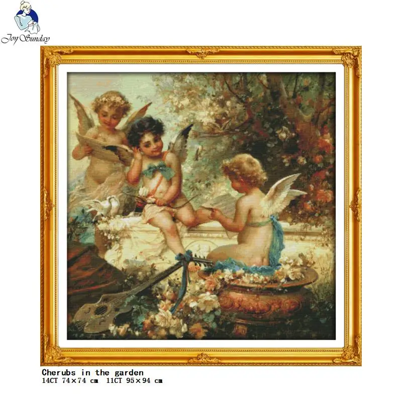 Angel with Wings Series DIY Character Printed Cross Stitch Kit Aida 14CT 11CT White Count Fabric Embroidery Home Decor Painting cross stitch kit