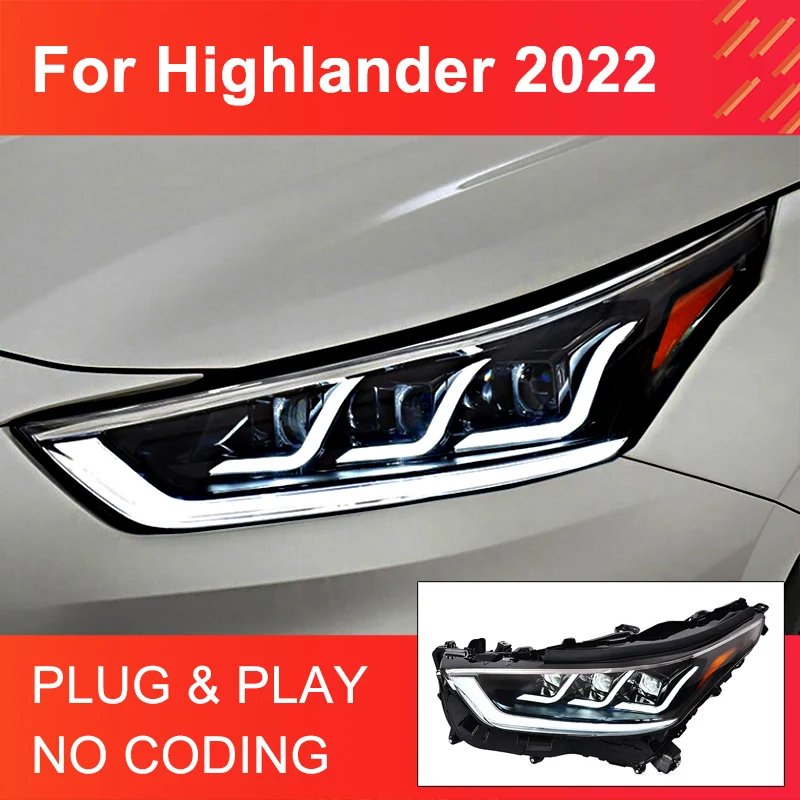 

1 Pair LED Headlight Assembly for Toyota Highlander 2022 Headlights Plug and Play with LED DRL Turning Front LED Head Lights