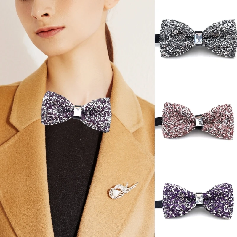 Mens Bow Tie Fashion Sparkly Rhinestones Wedding Banquets Party Diamond Neckwear