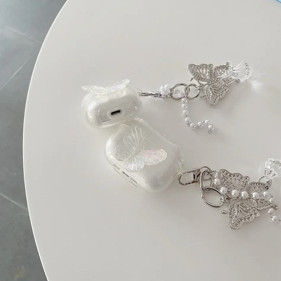 Cute with chain Cover for apple AirPods 1 2 3 Case Luxury butterfly keychain Earphone Case for AirPods PRO case box airpods 3