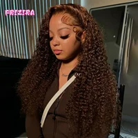 250% densité chocolat brun vague profonde perruques cheveux humains 13x4 13x6 HD dentelle avant perruque de cheveux humains 30 40 pouces dentelle frontale perruque bouclée 1