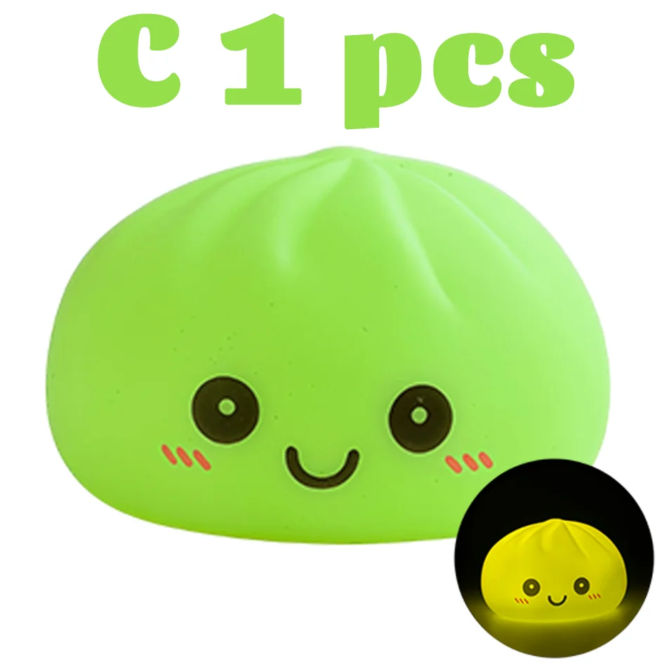 2026 New Luminous Colored Steamed Dumpling Squishy Toy, Soft Silicone Decompression LED Night Light, Glowing Squeeze Lamp for An