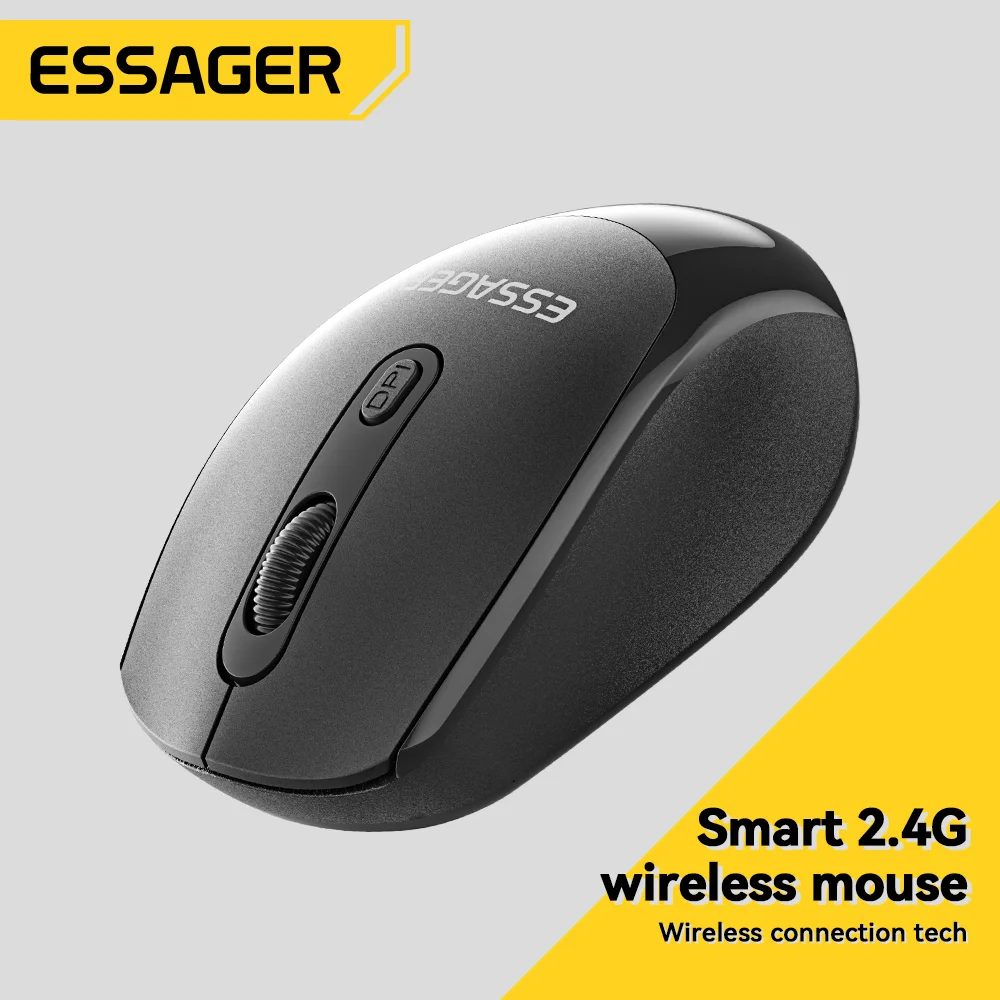 

Essager 2.4G Mouse Wireless Bluetooth Ergonomic Quiet Mouse 1600 DPI For MacBook Laptop Tablet PC Silent Mute Wireless Mouse