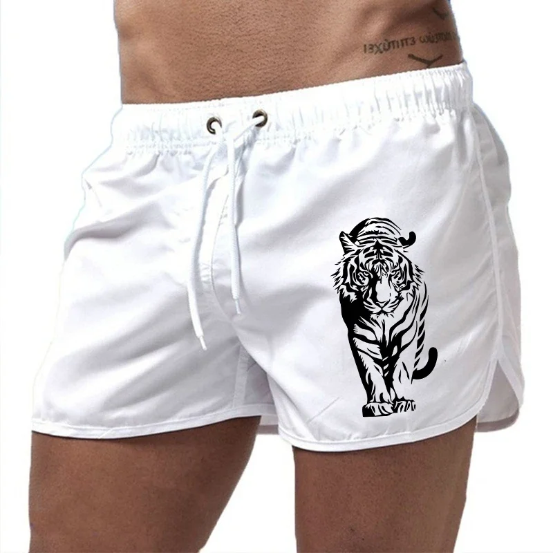 Mens Beach Shorts Tiger Design Quick Dry Running Cycling