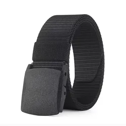 Unisex Outdoor Canvas Tactical Belt - Metal - Free Nylon Sports Accessory - 120cm (Black - 1)