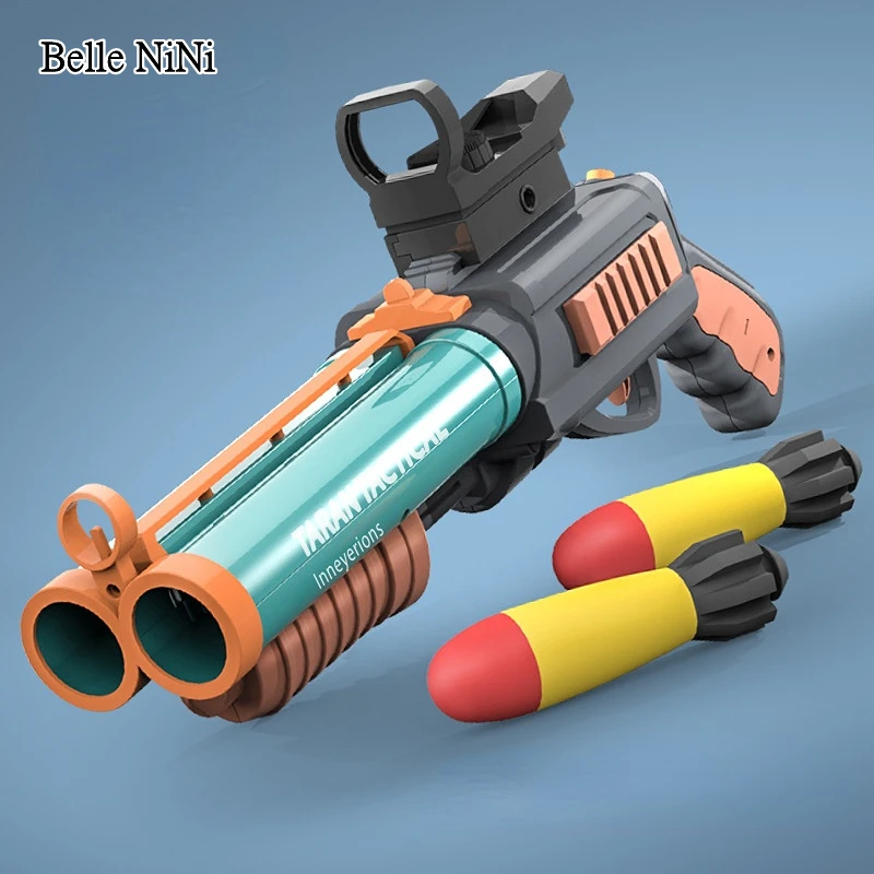 

Cool Double-bomb Mortar Soft Bullet Gun Simulation Double-barreled Children's Toy Gun Single-shot Double Burst Spray Girl Boy